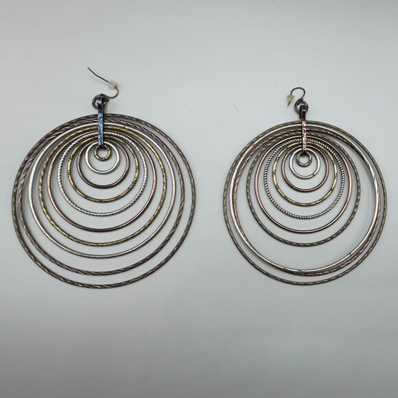 Jewelry - Vintage Sixties Mixed Metal hoop earrings.
